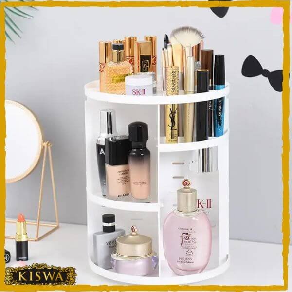 Rotating Makeup Organizer With Adjustable Layers Holder Rack Plastic Material online in Pakistan