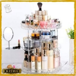 Acrylic Diamond Pattern Rotating Cosmetic Organizer