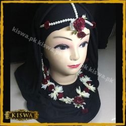 Maroon Artificial Gajra Set Earrings, Necklace MathaPatti Online at Best Price In Pakistan