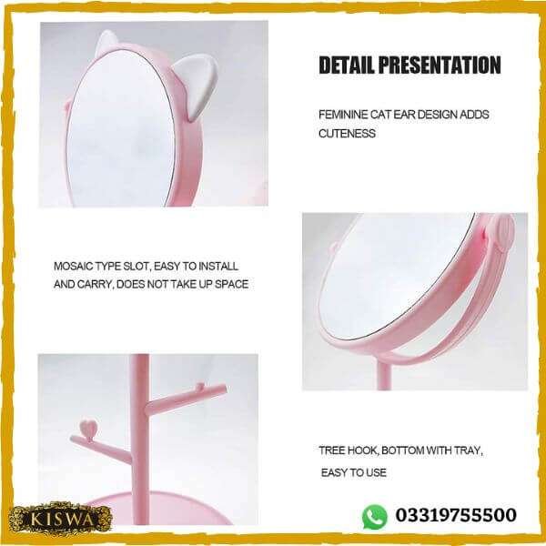 Cute Desk Mirror with Cosmetics Tray Online In Pakistan