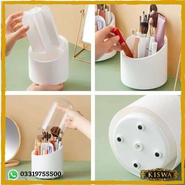 Rotating Cosmetic Makeup Brush Organizer Holder 360 Degree Rotating Dust Proof Clear Desktop Holder Online At Best Price In Pakistan