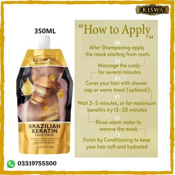 Kormesic Professional Brazilian Keratin Hair Mask For Smooth Silky Hair