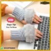 Half Finger Fur Knitted Winter Gloves Wrist Hand Warmer For Women Finger tips easy to move